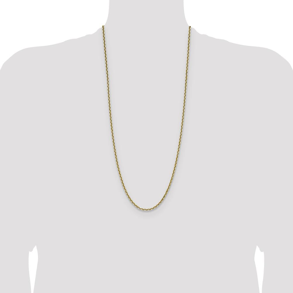 14K Yellow Gold 30" Diamond-Cut French Link Chain Necklace by Oro Pregiato