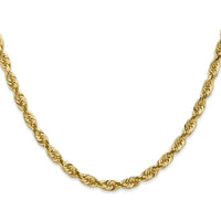 14K Yellow Gold 30" Diamond-Cut Quadruple Rope Chain with Lobster Clasp - 4.5mm Width by Oro Pregiato