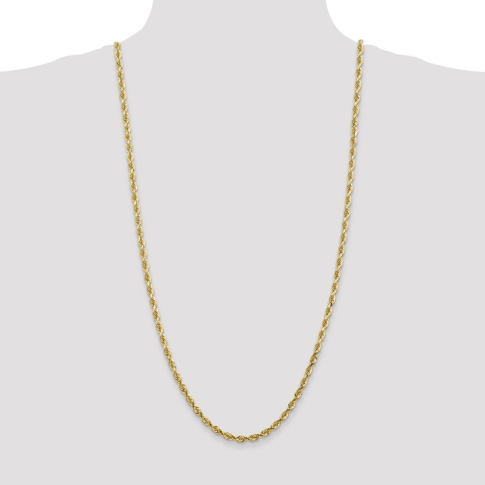 14K Yellow Gold 30" Diamond-Cut Quadruple Rope Chain with Lobster Clasp - 4.5mm Width by Oro Pregiato