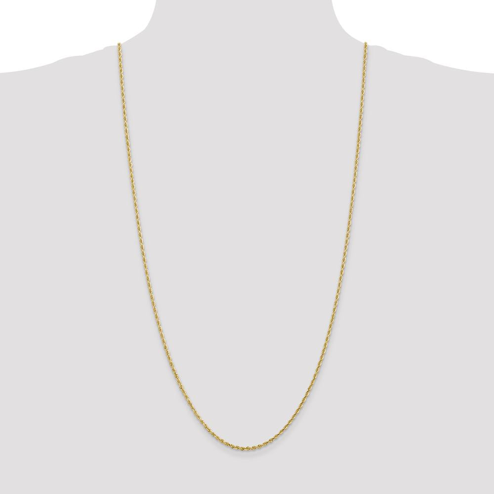 14K Yellow Gold 30" Diamond-Cut Rope Chain - 2.25mm Width with Lobster Clasp by Oro Pregiato