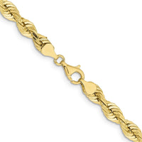 14K Yellow Gold 30" Diamond-Cut Rope Chain Necklace - 7mm Width by Oro Pregiato