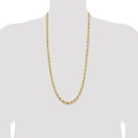 14K Yellow Gold 30" Diamond-Cut Rope Chain Necklace - 7mm Width by Oro Pregiato