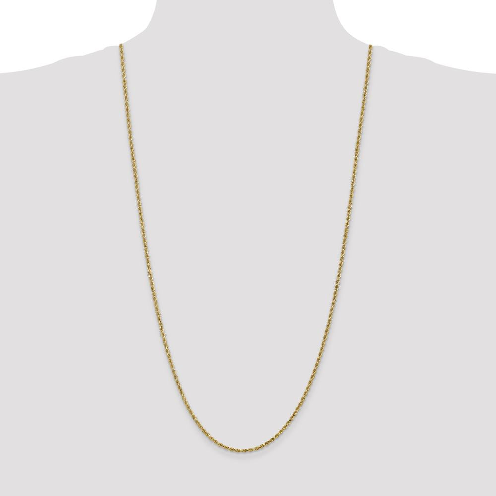 14K Yellow Gold 30" Diamond-Cut Rope Chain Necklace with Lobster Clasp