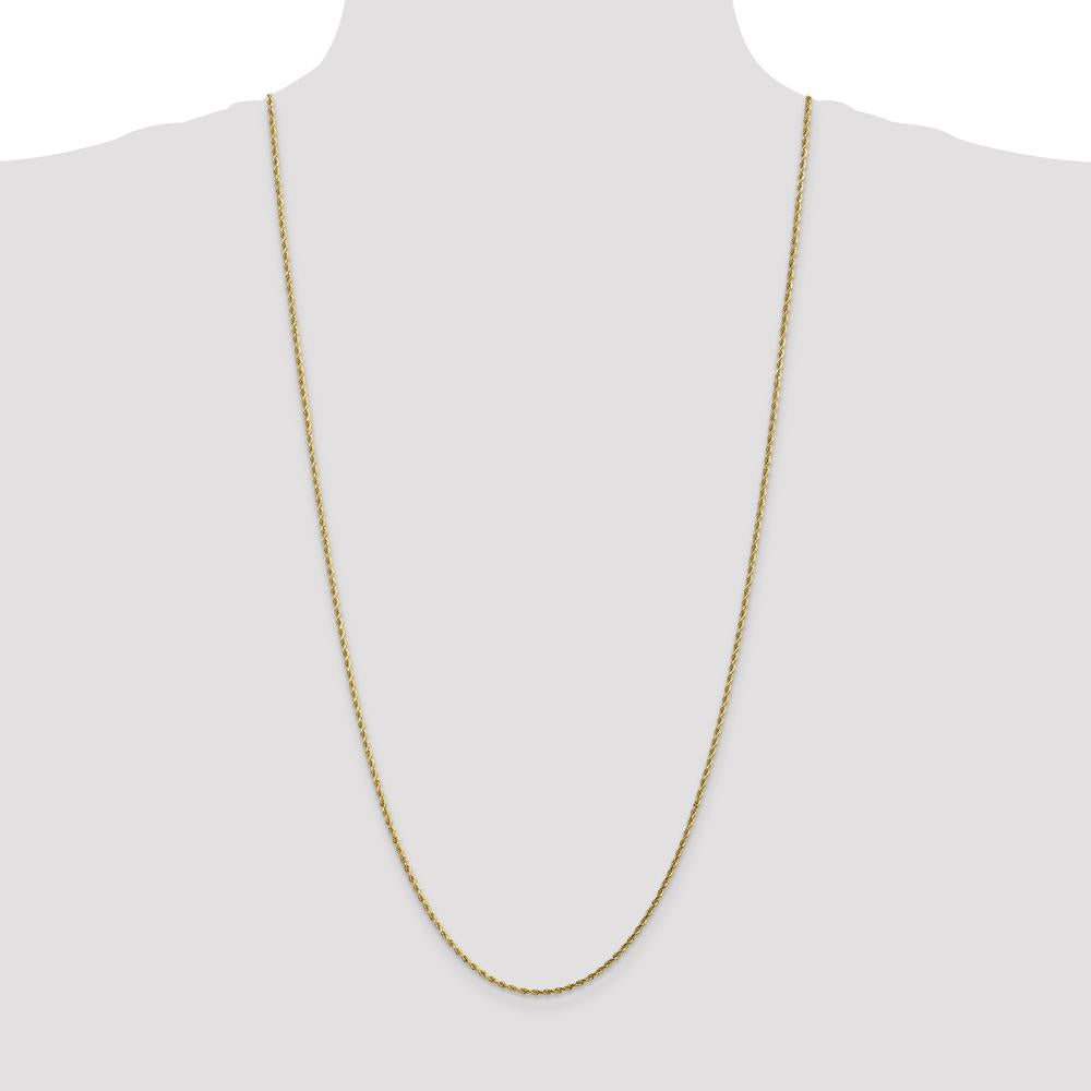 14K Yellow Gold 30" Diamond-Cut Rope Chain Necklace with Lobster Clasp - 1.75mm Solid Handcrafted Design