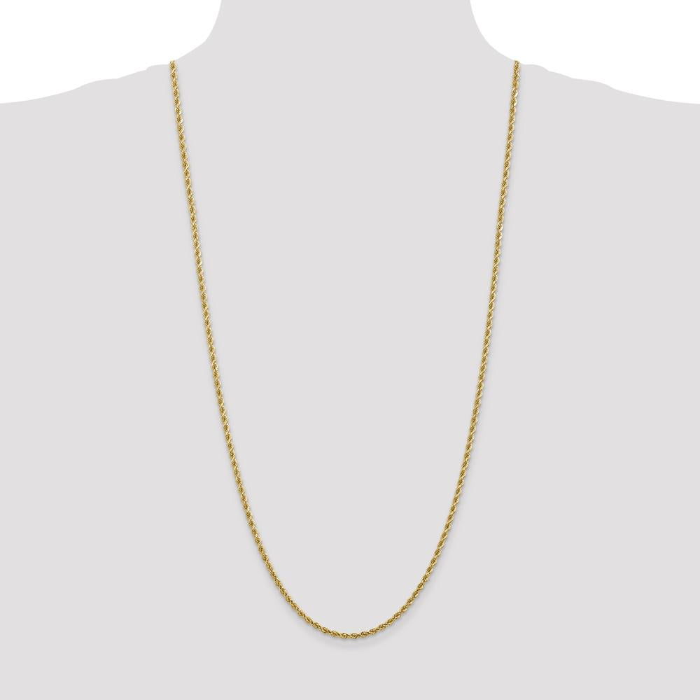 14K Yellow Gold 30" Diamond-Cut Rope Chain Necklace with Lobster Clasp - 2.75mm