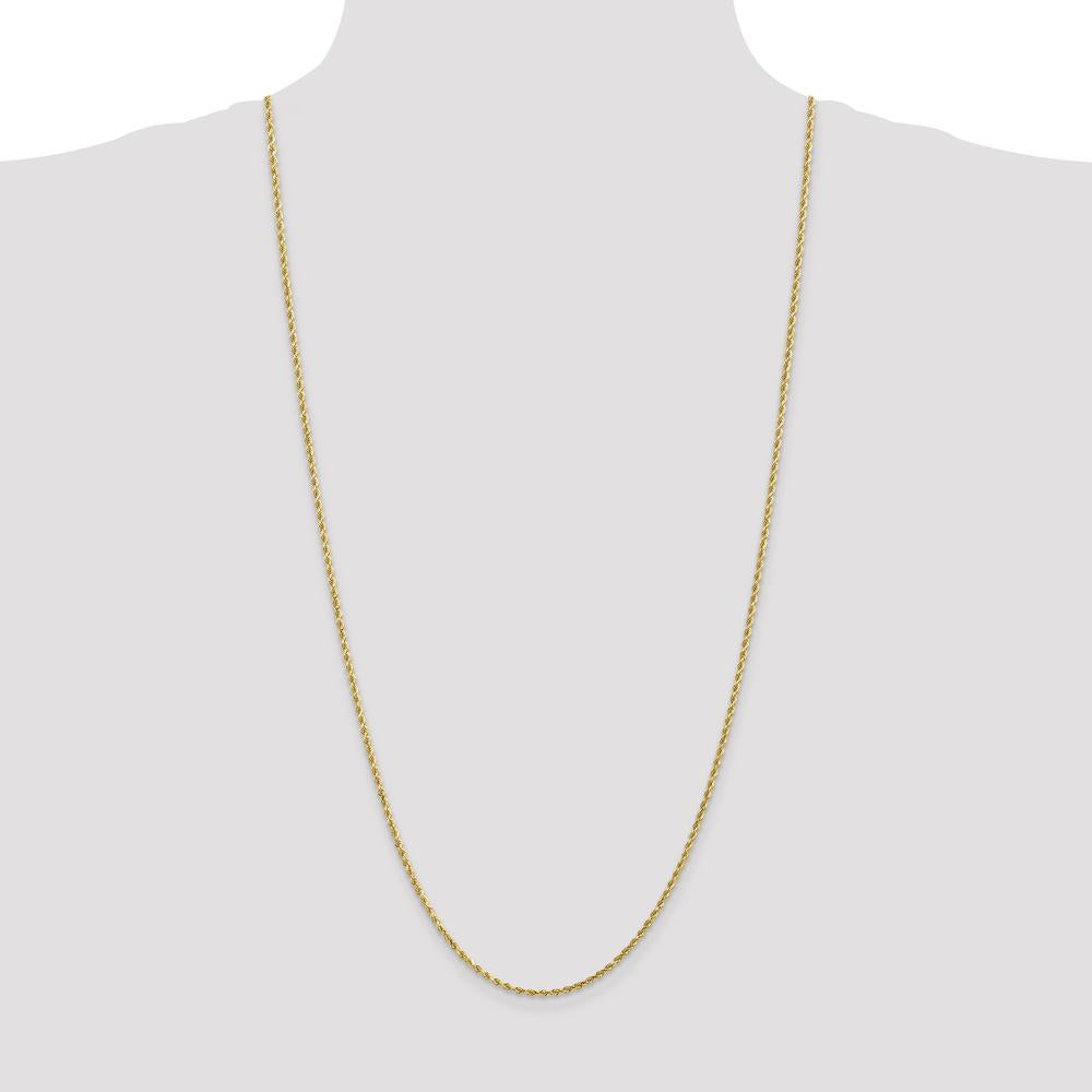 14K Yellow Gold 30" Diamond-Cut Rope Chain Necklace with Lobster Clasp - 2mm Width
