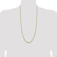 14K Yellow Gold 30" Diamond-Cut Rope Chain Necklace with Lobster Clasp - 3.25mm Solid Link