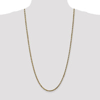 14K Yellow Gold 30" Diamond-Cut Rope Chain Necklace with Lobster Clasp - 3.5mm Solid Link Design