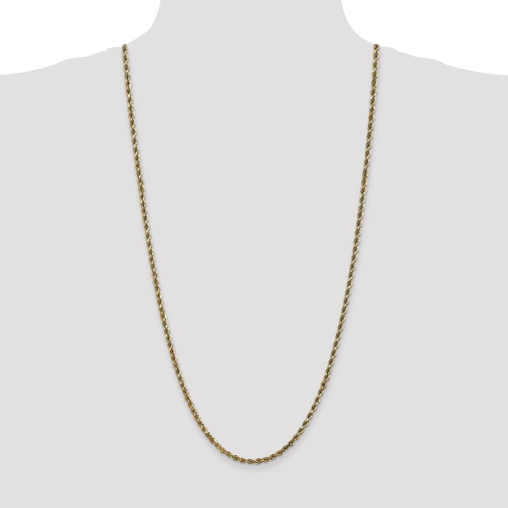 14K Yellow Gold 30" Diamond-Cut Rope Chain Necklace with Lobster Clasp - 3.5mm Solid Link Design