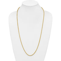 14K Yellow Gold 30" Diamond-Cut Rope Chain Necklace with Lobster Clasp - 3.75mm Width