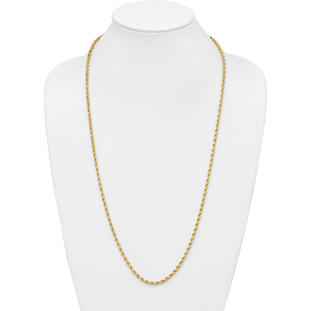 14K Yellow Gold 30" Diamond-Cut Rope Chain Necklace with Lobster Clasp - 3.75mm Width
