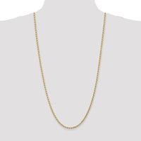 14K Yellow Gold 30" Diamond-Cut Rope Chain Necklace with Lobster Clasp - 3mm Solid Polished Design