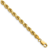 14K Yellow Gold 30" Diamond-Cut Rope Chain Necklace with Lobster Clasp - 4.25mm Wide