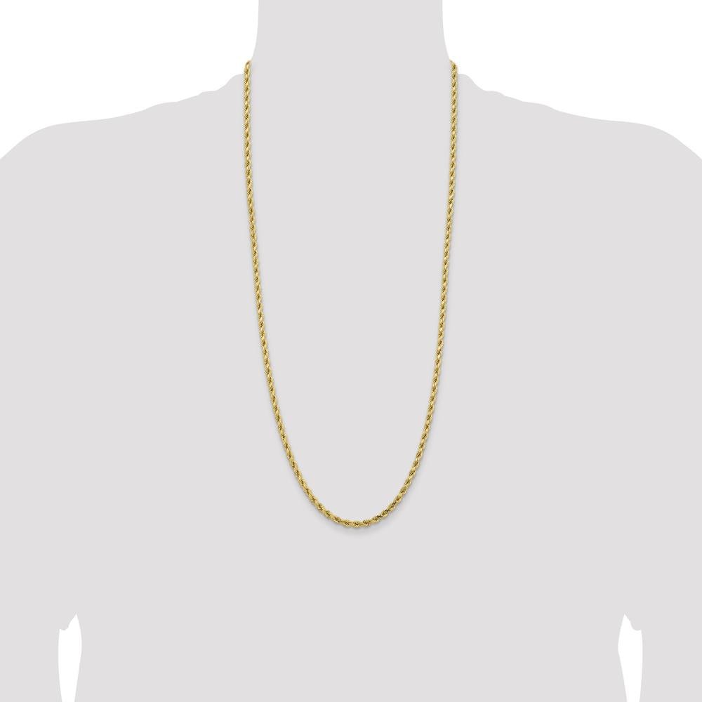 14K Yellow Gold 30" Diamond-Cut Rope Chain Necklace with Lobster Clasp - 4.25mm Wide