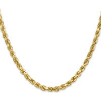 14K Yellow Gold 30" Diamond-Cut Rope Chain Necklace with Lobster Clasp - 4.5mm Solid Handmade Design