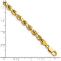 14K Yellow Gold 30" Diamond-Cut Rope Chain Necklace with Lobster Clasp - 4.5mm Solid Handmade Design
