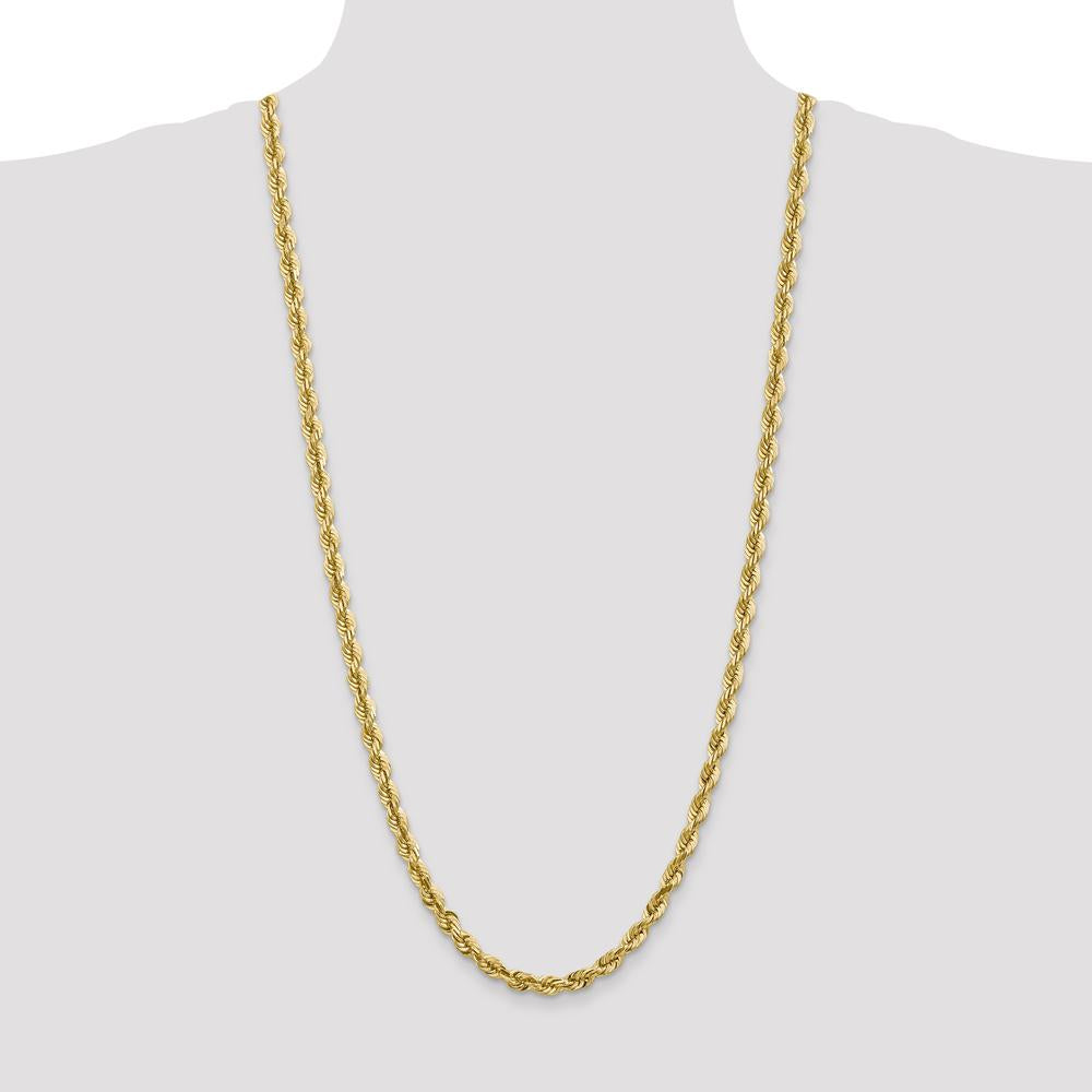 14K Yellow Gold 30" Diamond-cut Rope Chain with Fancy Lobster Clasp - 5.5mm Width