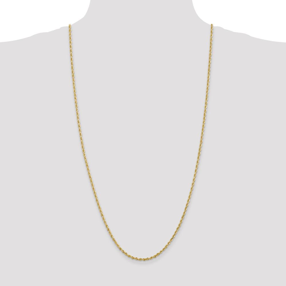 14K Yellow Gold 30" Diamond-Cut Rope Chain with Lobster Clasp - 2.75mm Width by Oro Pregiato