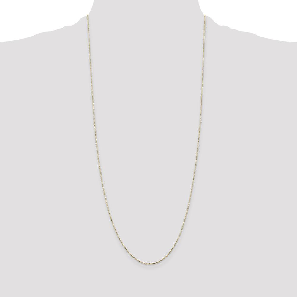 14K Yellow Gold 30" Diamond-Cut Round Open Link Cable Chain Necklace - 0.8mm Width by Oro Pregiato