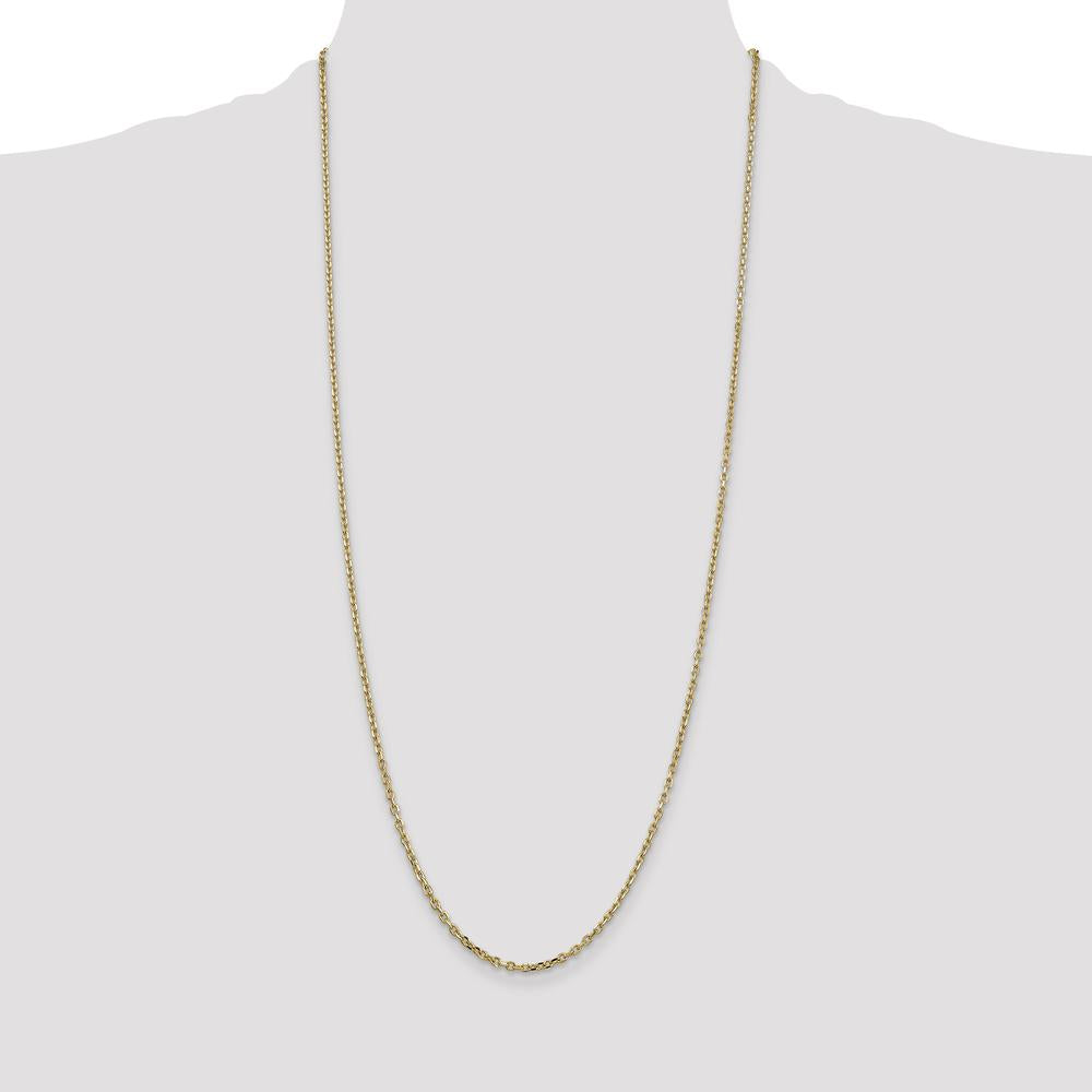 14K Yellow Gold 30" Diamond-Cut Round Open Link Cable Chain Necklace - 2.2mm Width by Oro Pregiato