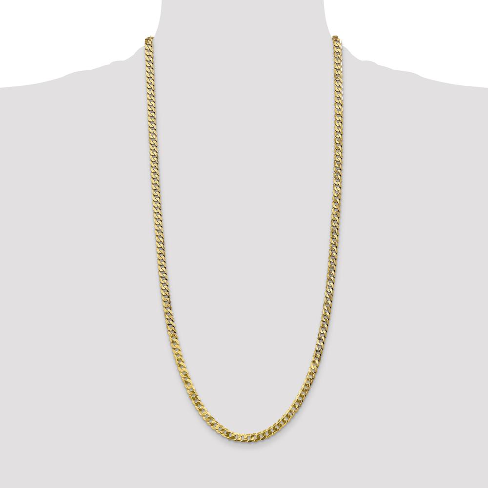 14K Yellow Gold 30" Flat Beveled Curb Chain Necklace - 4.75mm Width with Lobster Clasp by Oro Pregiato