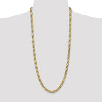 14K Yellow Gold 30" Flat Beveled Curb Chain Necklace - 6.25mm Width by Oro Pregiato