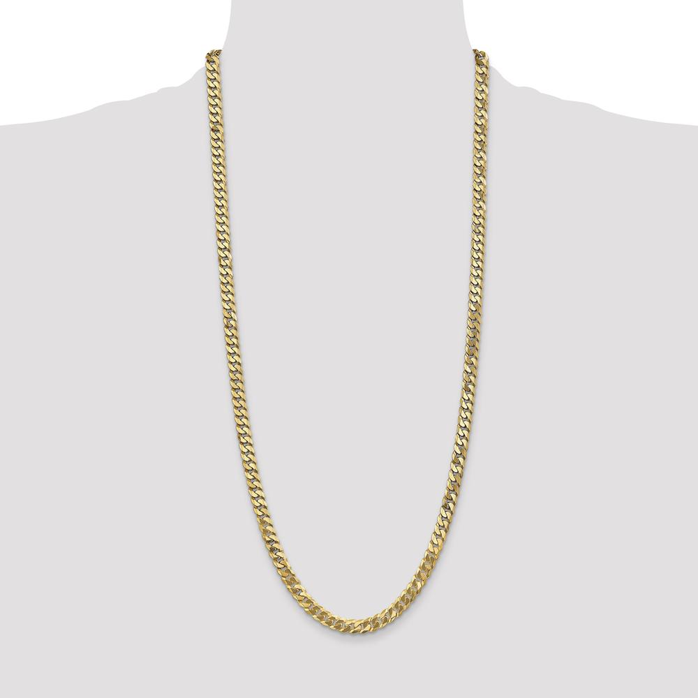 14K Yellow Gold 30" Flat Beveled Curb Chain Necklace - 6.25mm Width by Oro Pregiato