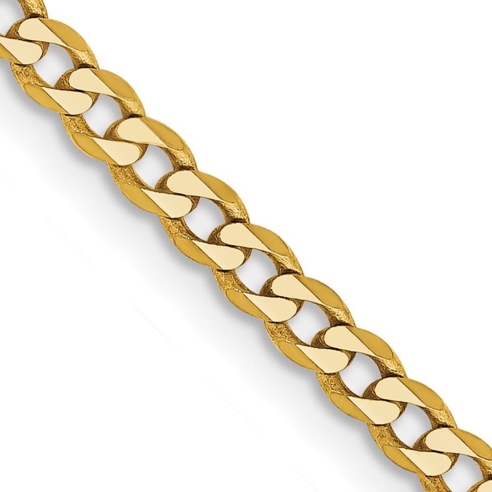14K Yellow Gold 30" Flat Beveled Curb Chain Necklace with Lobster Clasp by Oro Pregiato