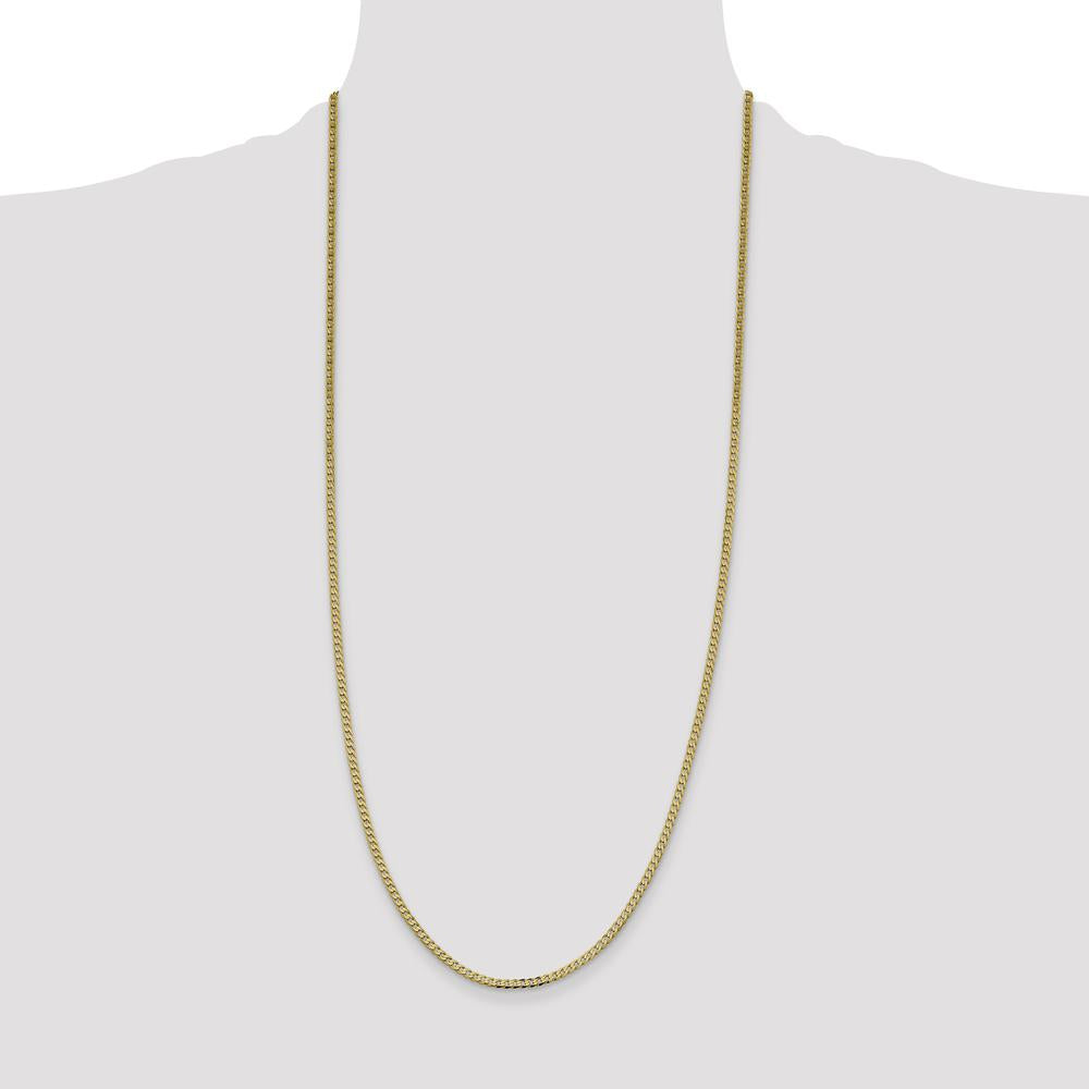 14K Yellow Gold 30" Flat Beveled Curb Chain Necklace with Lobster Clasp by Oro Pregiato