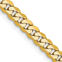 14K Yellow Gold 30" Flat Beveled Curb Chain with Lobster Clasp - 3.9mm Width by Oro Pregiato