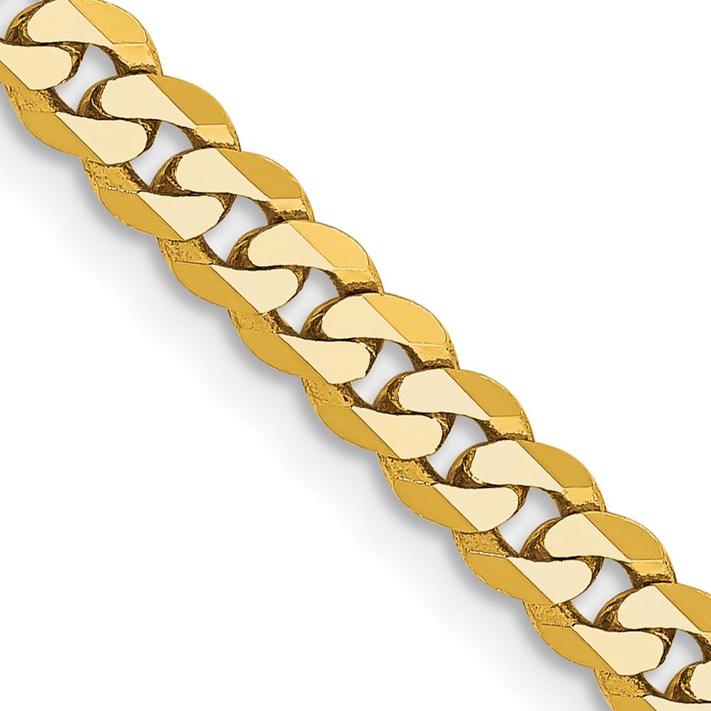 14K Yellow Gold 30" Flat Beveled Curb Chain with Lobster Clasp - 3.9mm Width by Oro Pregiato
