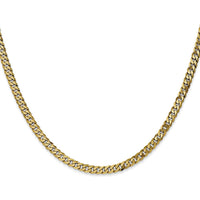 14K Yellow Gold 30" Flat Beveled Curb Chain with Lobster Clasp - 3.9mm Width by Oro Pregiato