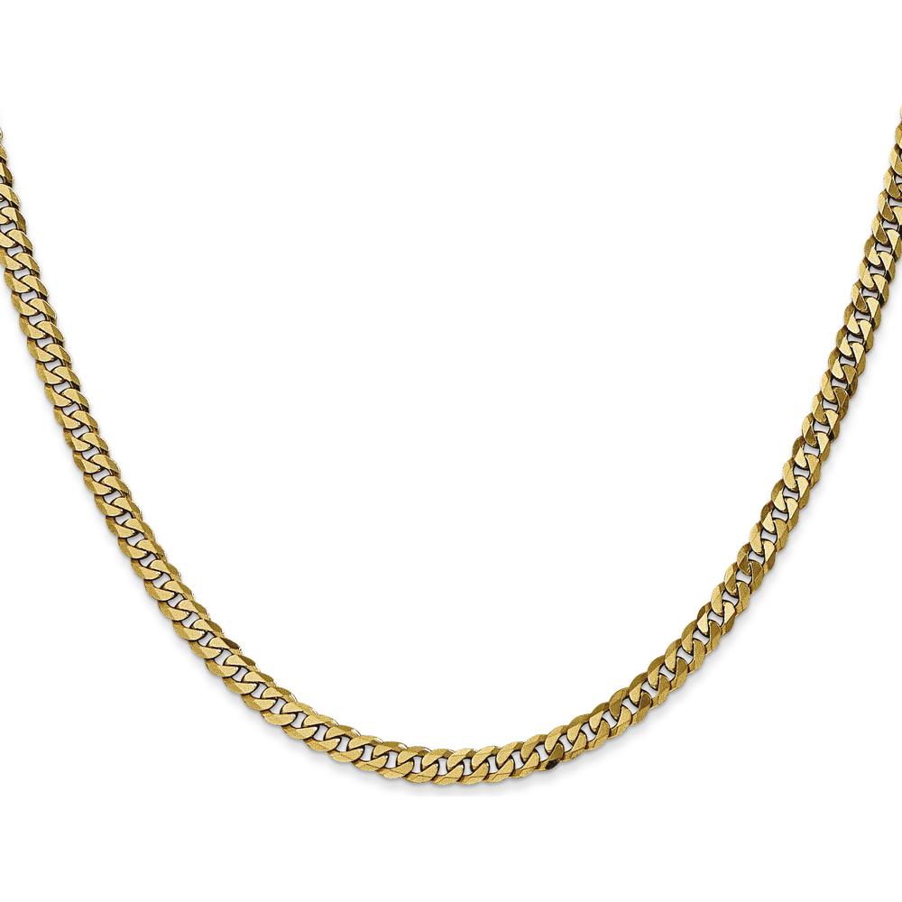 14K Yellow Gold 30" Flat Beveled Curb Chain with Lobster Clasp - 3.9mm Width by Oro Pregiato