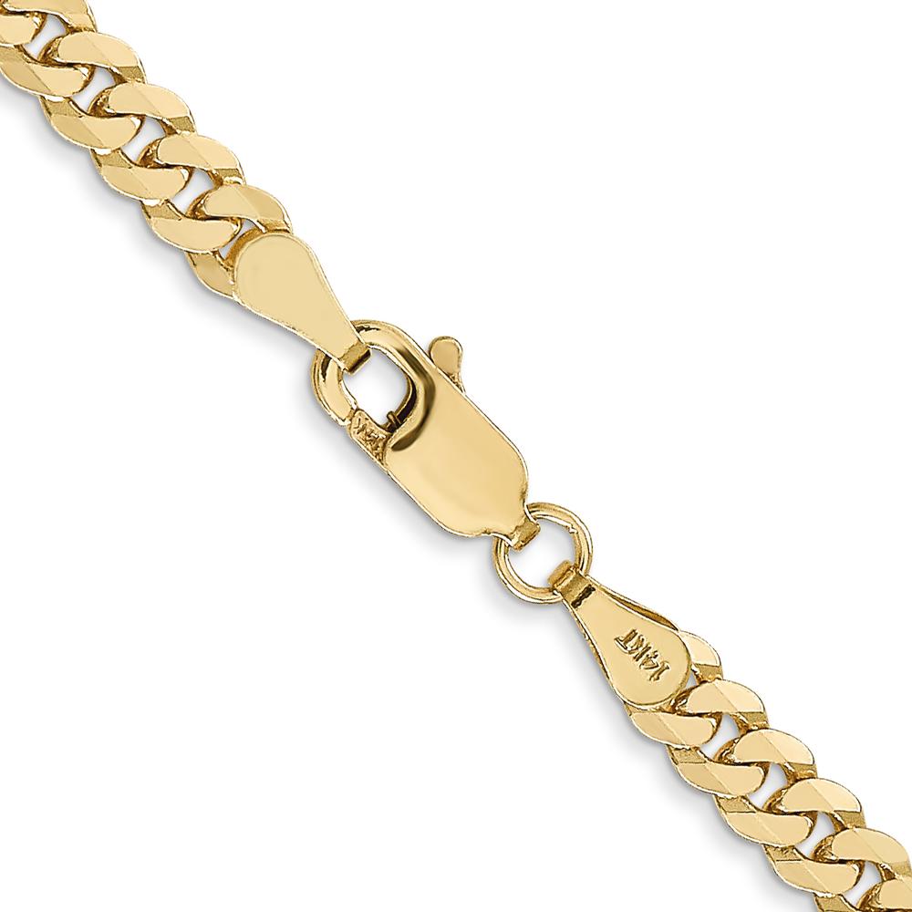 14K Yellow Gold 30" Flat Beveled Curb Chain with Lobster Clasp - 3.9mm Width by Oro Pregiato
