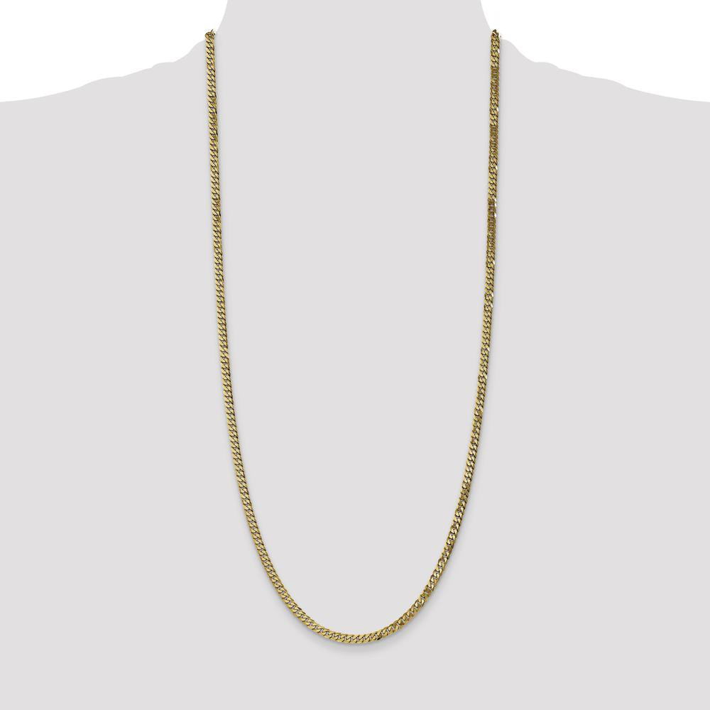 14K Yellow Gold 30" Flat Beveled Curb Chain with Lobster Clasp - 3.9mm Width by Oro Pregiato