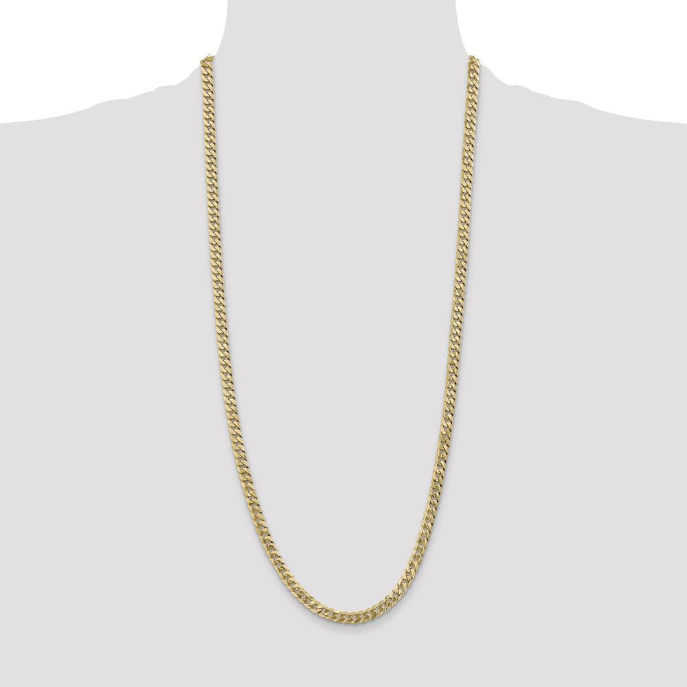 14K Yellow Gold 30" Flat Beveled Curb Chain with Lobster Clasp - 5.75mm Width by Oro Pregiato