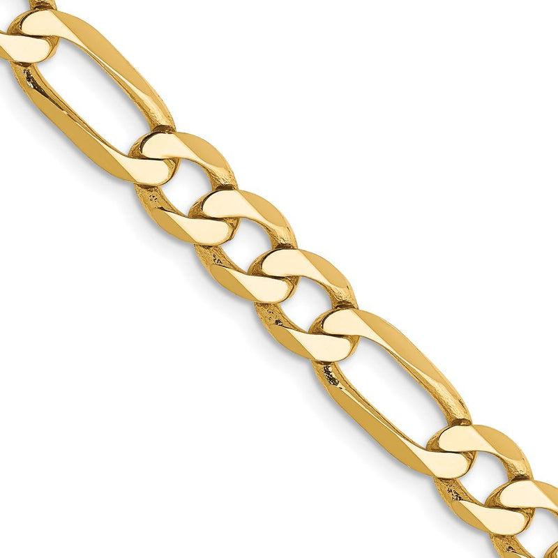 14K Yellow Gold 30" Flat Figaro Chain - 6.25mm Width with Lobster Clasp by Oro Pregiato