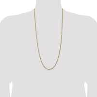 14K Yellow Gold 30" Flat Figaro Chain Necklace - 3mm Width, Polished Finish with Lobster Clasp by Oro Pregiato