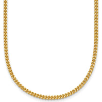 14K Yellow Gold 30" Franco Chain Necklace - 1.5mm Width with Lobster Clasp by Oro Pregiato
