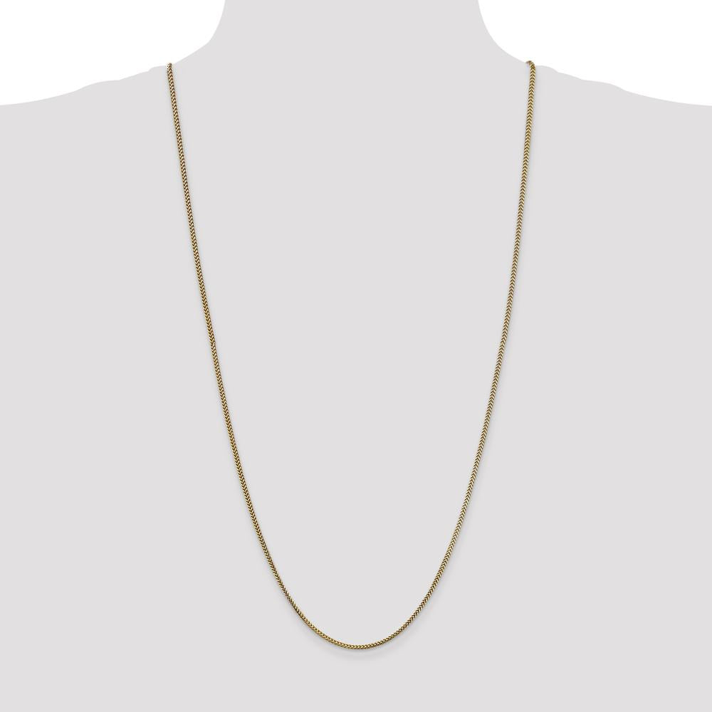 14K Yellow Gold 30" Franco Chain Necklace - 1.5mm Width with Lobster Clasp by Oro Pregiato