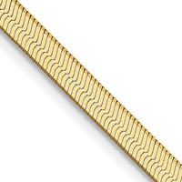 14K Yellow Gold 30" Herringbone Chain Necklace - 3mm Width by 0