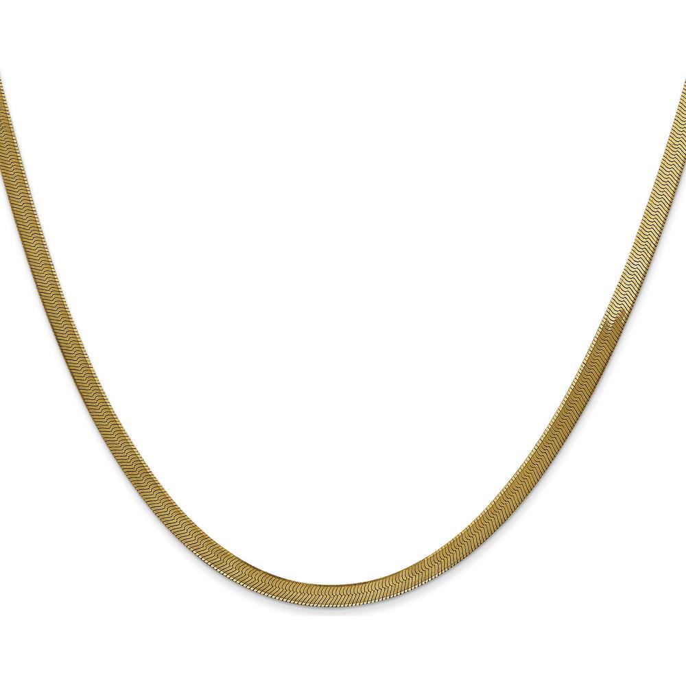 14K Yellow Gold 30" Herringbone Chain Necklace - 3mm Width by 0