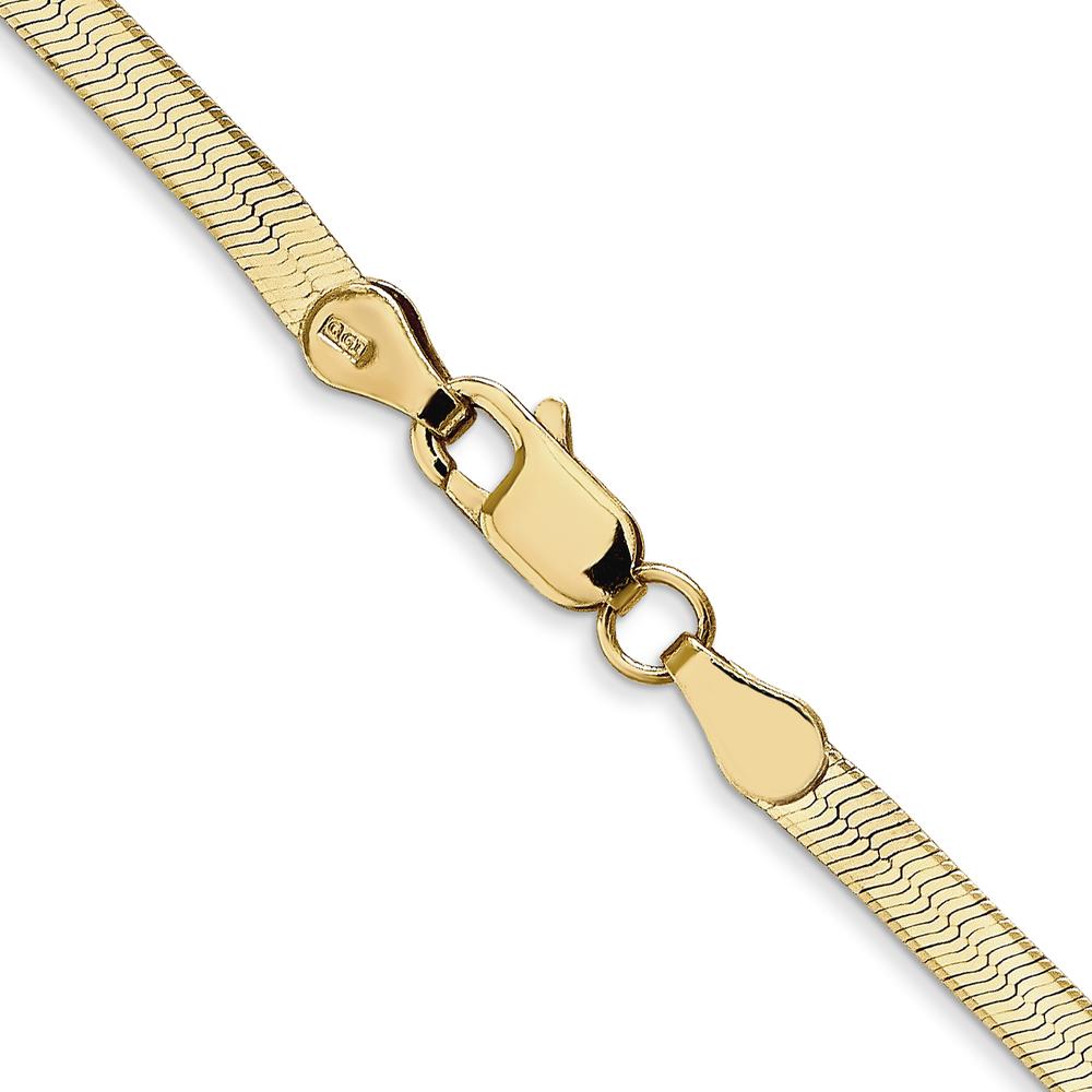 14K Yellow Gold 30" Herringbone Chain Necklace - 3mm Width by 0