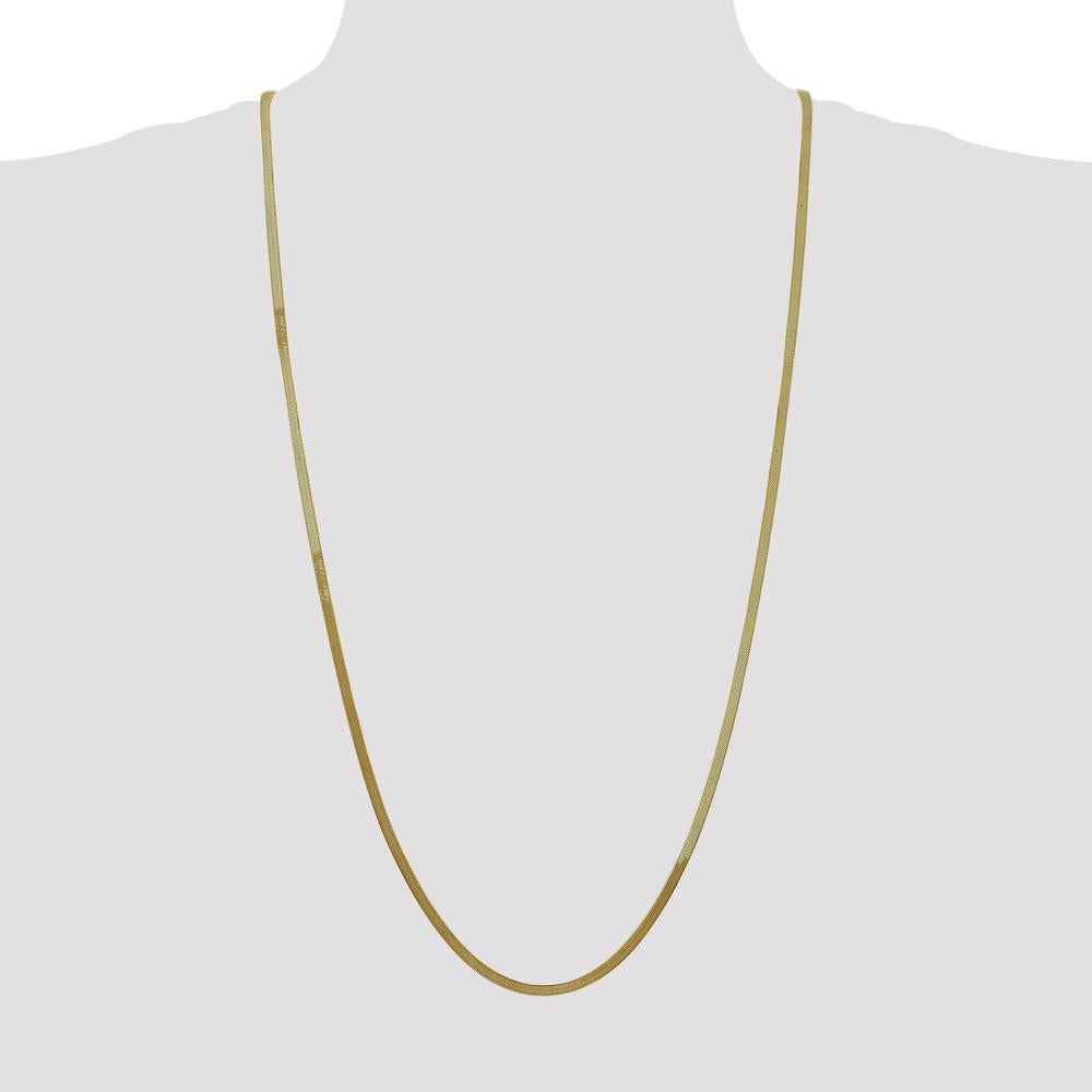 14K Yellow Gold 30" Herringbone Chain Necklace - 3mm Width by 0