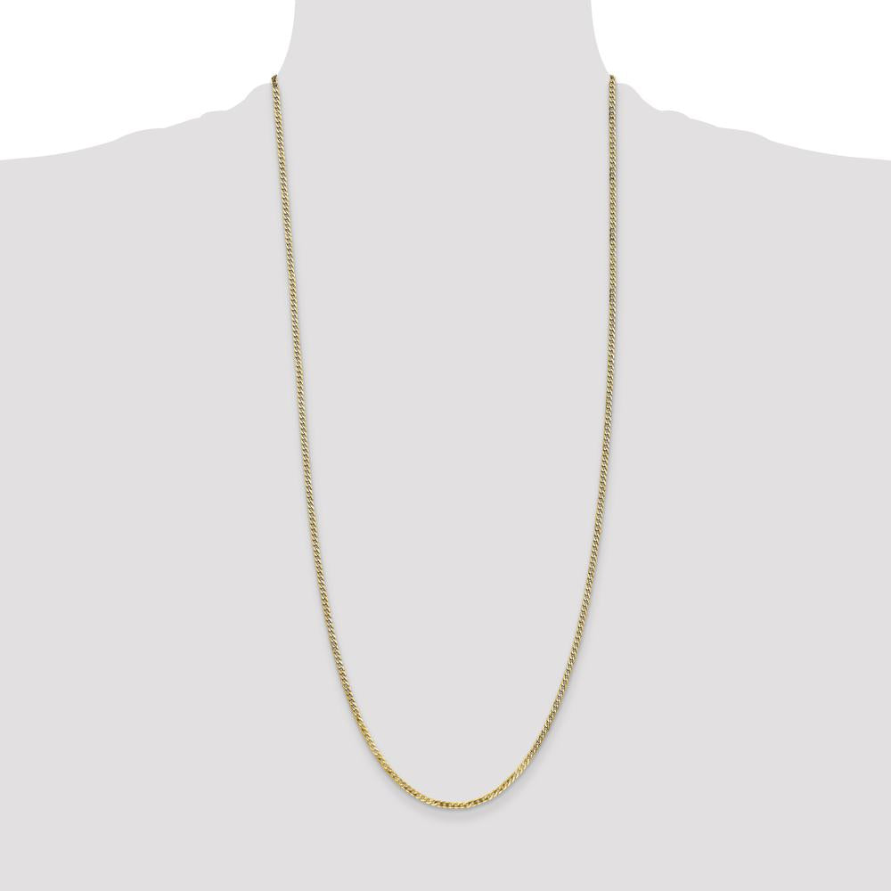 14K Yellow Gold 30-Inch 2.2mm Flat Beveled Curb Chain Necklace with Lobster Clasp by Oro Pregiato