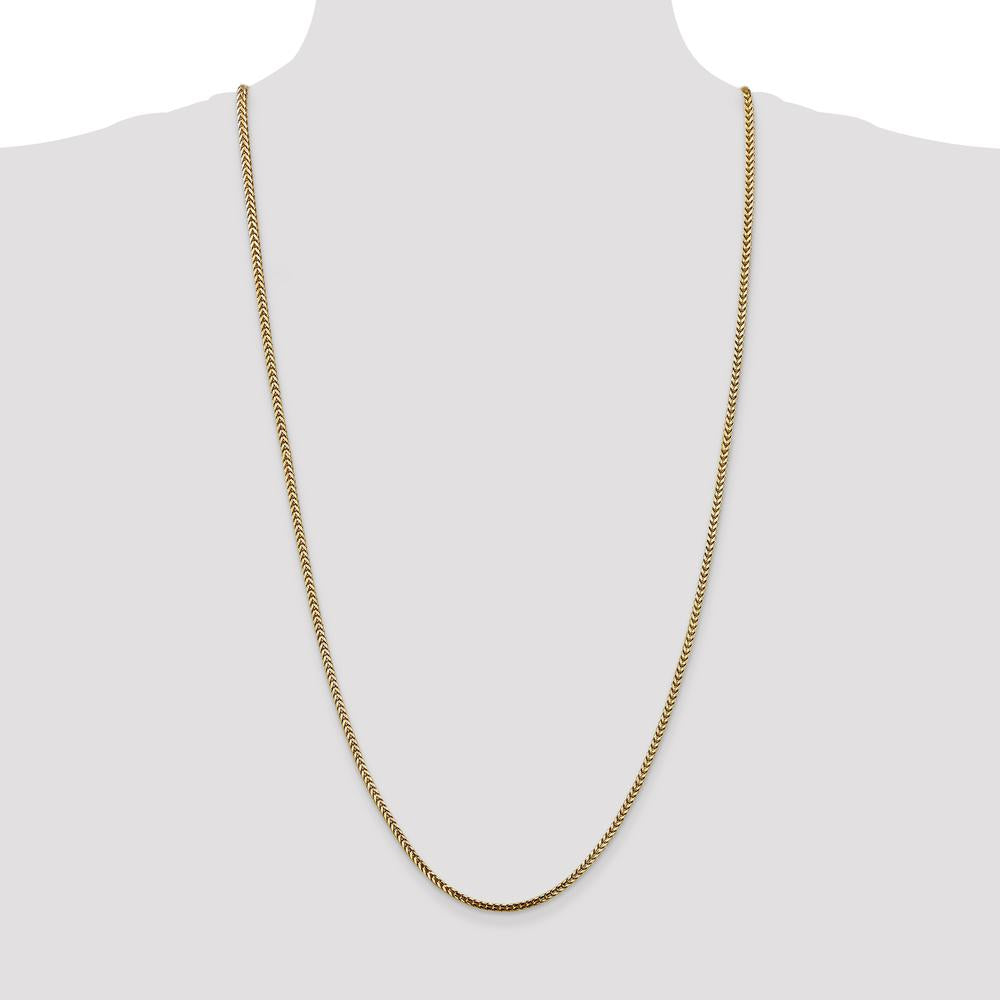 14K Yellow Gold 30-Inch 2.5mm Franco Chain Necklace with Lobster Clasp by Oro Pregiato