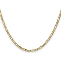 14K Yellow Gold 30-Inch 2.5mm Semi-Solid Figaro Chain with Lobster Clasp by Oro Pregiato