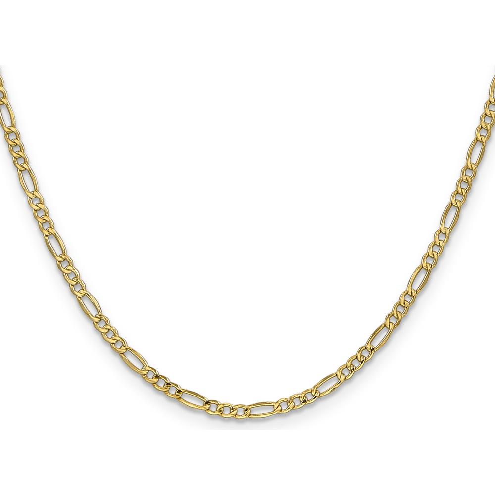 14K Yellow Gold 30-Inch 2.5mm Semi-Solid Figaro Chain with Lobster Clasp by Oro Pregiato