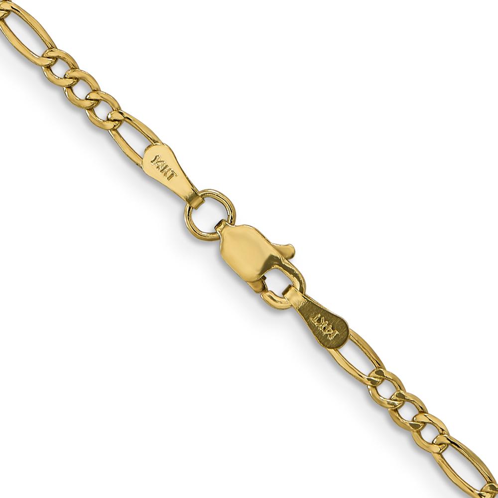 14K Yellow Gold 30-Inch 2.5mm Semi-Solid Figaro Chain with Lobster Clasp by Oro Pregiato