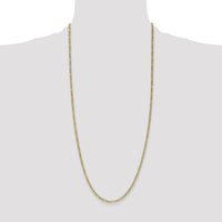 14K Yellow Gold 30-Inch 2.5mm Semi-Solid Figaro Chain with Lobster Clasp by Oro Pregiato